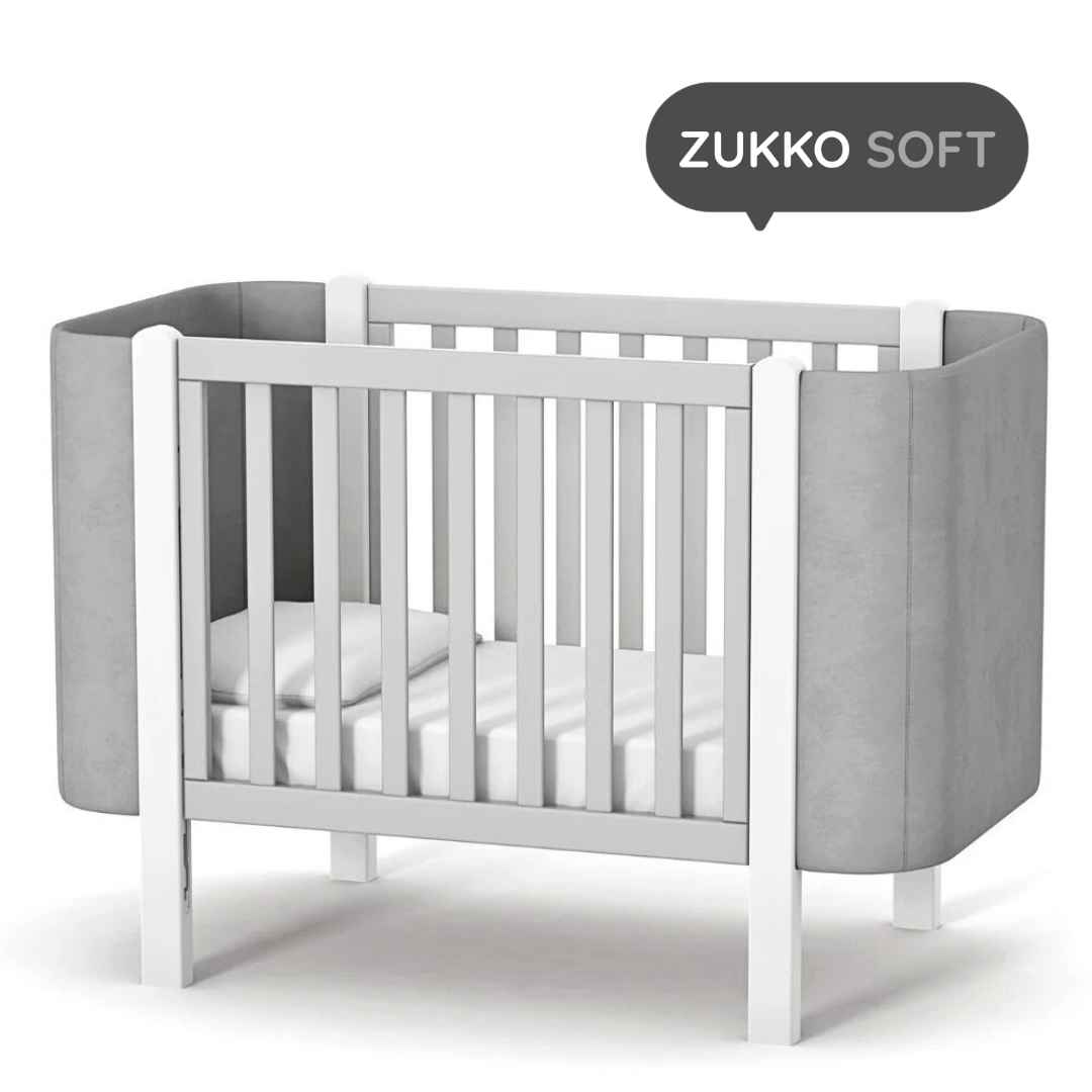 Dětská designová postýlka Zukko Soft Gekko Kids 120x60. Šedá / Bíla